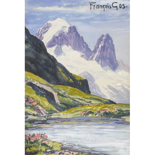 FRAN�OIS GOS : Sommerlicher Bergsee mit Blick auf vergletscherte Berge (DOBIASCHOFSKY AUKTIONEN AG)