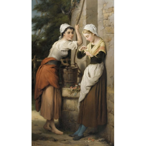 PAUL F�LIX GU�RIE : Zwei M�dchen am Ziehbrunnen (DOBIASCHOFSKY AUKTIONEN AG)