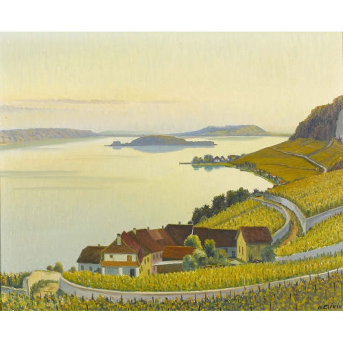 OTTO CL�NIN : Blick auf den Bielersee mit der St. Petersinsel (DOBIASCHOFSKY AUKTIONEN AG)