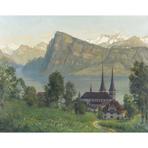 ERNST II HODEL : Blick vom Wesemlin auf die Hofkirche und den B�rgenstock (DOBIASCHOFSKY AUKTIONEN AG)