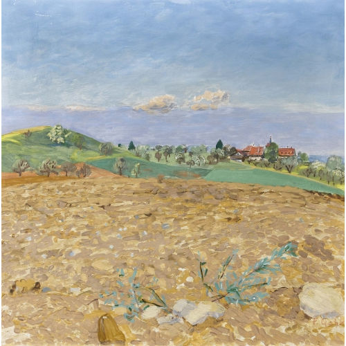 FERDINAND GEHR : Feldlandschaft mit Schloss Watt in M�rschwil (DOBIASCHOFSKY AUKTIONEN AG)