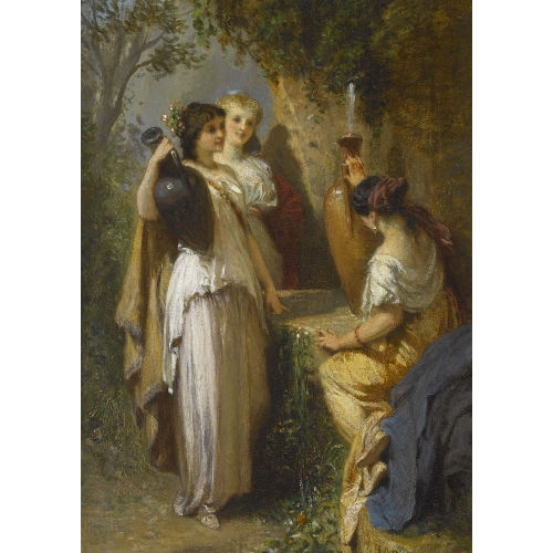 HENRI CHARLES ANTOINE BARON : Antike Brunnenszene mit Frauen und Amphoren (DOBIASCHOFSKY AUKTIONEN AG)