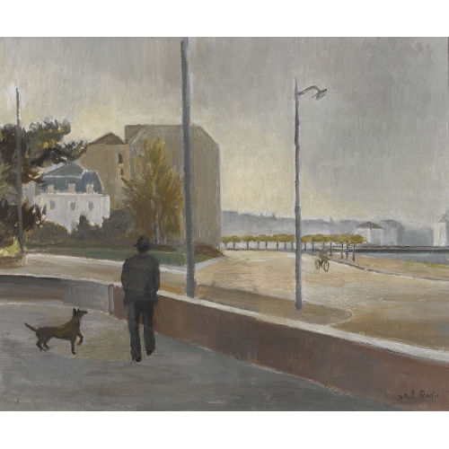EUG�NE LOUIS MARTIN : Spazierg�nger mit Hund in Genf (DOBIASCHOFSKY AUKTIONEN AG)