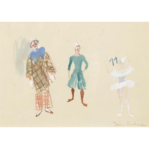 IR�NE ZURKINDEN : 'Zirkusszene mit Harlekin, Clown und T�nzerin' (DOBIASCHOFSKY AUKTIONEN AG)