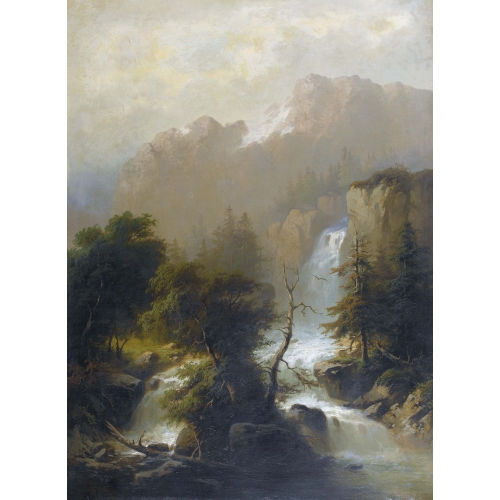 ALEXANDRE CALAME : 'Berglandschaft mit Wasserfall' (DOBIASCHOFSKY AUKTIONEN AG)