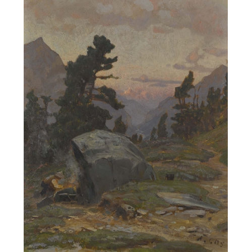 ALBERT HENRY JOHN GOS : Gebirgslandschaft im Abendrot (DOBIASCHOFSKY AUKTIONEN AG)