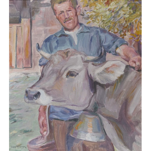 HANS WIDMER : Bauer mit Kuh (DOBIASCHOFSKY AUKTIONEN AG)