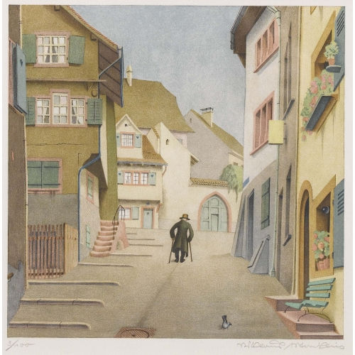 NIKLAUS STOECKLIN : Basler Altstadtszene (DOBIASCHOFSKY AUKTIONEN AG)