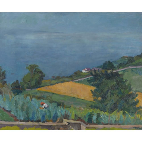 PAUL BASILIUS BARTH : Seeuferlandschaft mit B�uerin (DOBIASCHOFSKY AUKTIONEN AG)