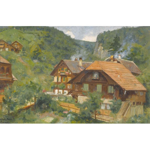 GUSTAVE SURAND : Bauernh�user von H�nibach bei Thun (DOBIASCHOFSKY AUKTIONEN AG)
