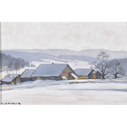 HERMANN SANDOZ : Schneelandschaft im Jura (DOBIASCHOFSKY AUKTIONEN AG)