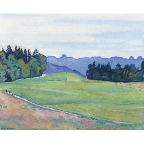 EMIL CARDINAUX : Expressive Landschaft mit Stockhornkette (DOBIASCHOFSKY AUKTIONEN AG)