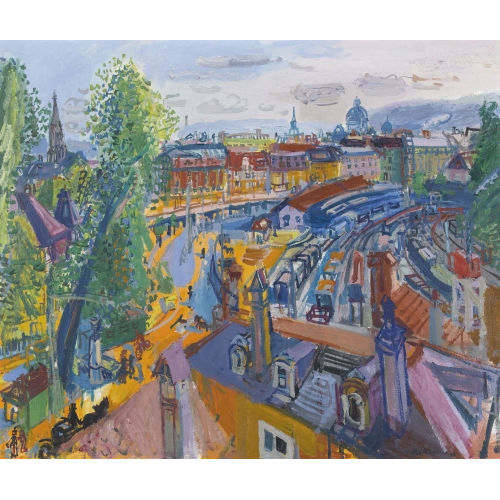 MAX VON M�HLENEN : Ansicht von Bern mit Bahnhof, Bundeshaus und M�nster (DOBIASCHOFSKY AUKTIONEN AG)