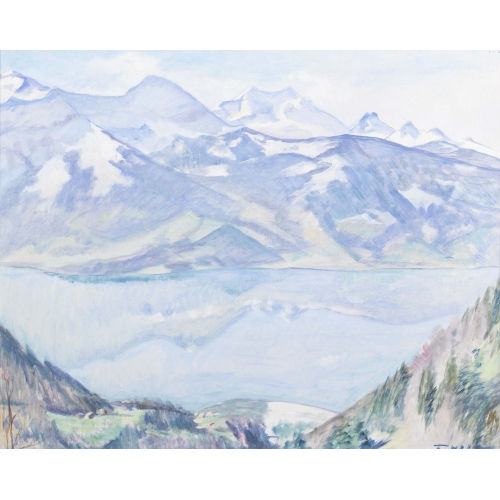 FREDY HOPF : Brienzersee mit Jungfrau (DOBIASCHOFSKY AUKTIONEN AG)