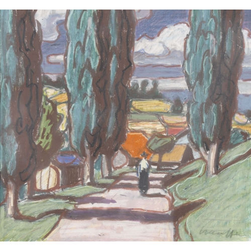 FRED STAUFFER : Sommerlandschaft mit Spazierg�nger (DOBIASCHOFSKY AUKTIONEN AG)