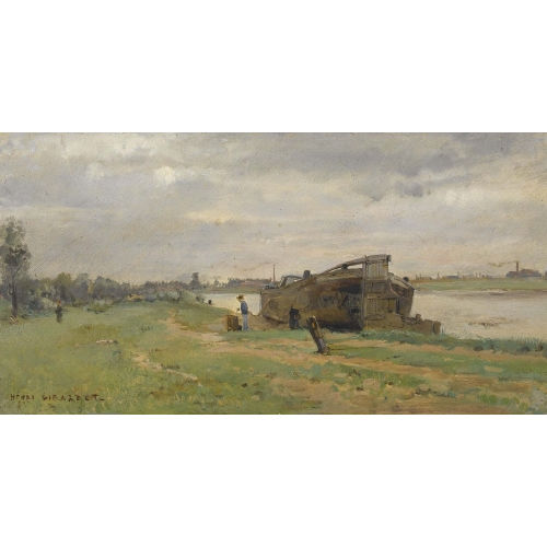 HENRI L�OPOLD GIRARDET : Flussufer mit Boot (DOBIASCHOFSKY AUKTIONEN AG)
