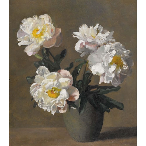 WERNER WEBER : Pfingstrosen in Tonvase (DOBIASCHOFSKY AUKTIONEN AG)