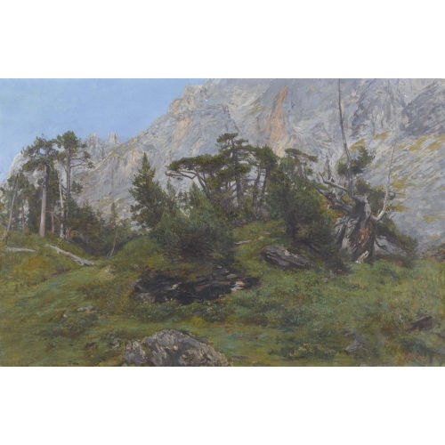 AUGUSTE HENRI BERTHOUD : Gebirgspartie mit Nadelb�umen (DOBIASCHOFSKY AUKTIONEN AG)