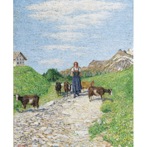 GOTTARDO SEGANTINI : B�uerin mit Ziegenherde (DOBIASCHOFSKY AUKTIONEN AG)