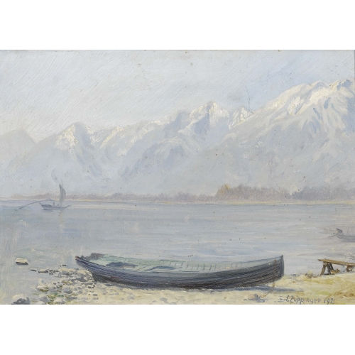 ERNST ZUPPINGER : Seelandschaft mit Bergkette (DOBIASCHOFSKY AUKTIONEN AG)