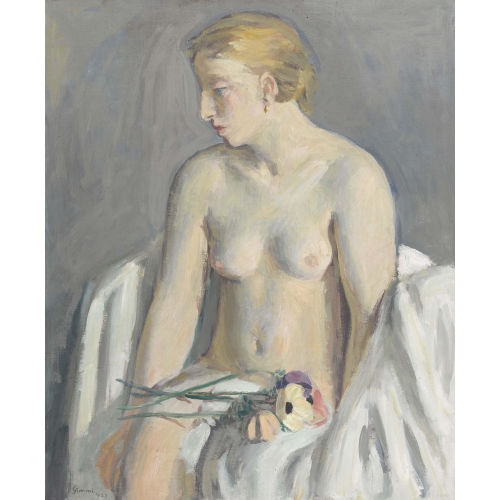 WILHELM GIMMI : 'Nu assis, avec des an�mones sur les genoux' (DOBIASCHOFSKY AUKTIONEN AG)