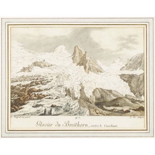 CASPAR WOLF : 'Glacier du Breithorn, contre le Couchant' (DOBIASCHOFSKY AUKTIONEN AG)