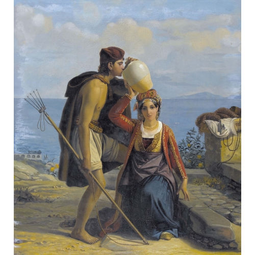 AUR�LE ROBERT : Jeune fille de Procida donnant � boire � un p�cheur (DOBIASCHOFSKY AUKTIONEN AG)
