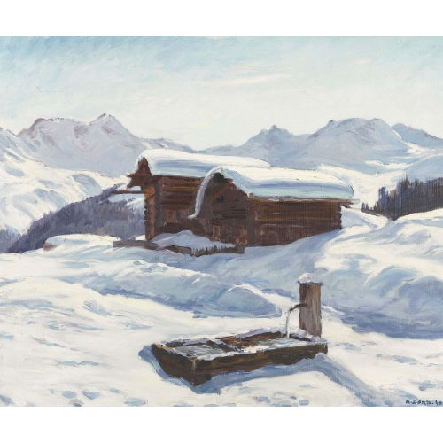 ARNOLD ZORD : Sonnige Winterlandschaft in den Alpen (DOBIASCHOFSKY AUKTIONEN AG)