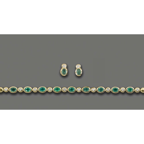 SMARAGD-BRILLANT-COLLIER MIT OHRSTECKER : C.Bucherer (DOBIASCHOFSKY AUKTIONEN AG)