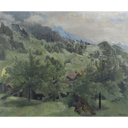 VICTOR SURBEK : Weite Berglandschaft mit Bauernh�usern (DOBIASCHOFSKY AUKTIONEN AG)