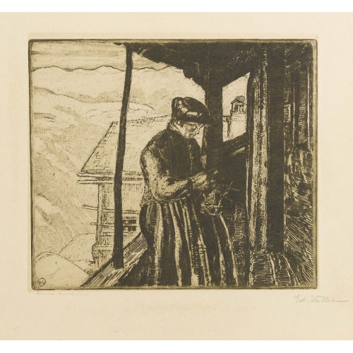 �DOUARD VALLET : 'Femme tricotant' (DOBIASCHOFSKY AUKTIONEN AG)