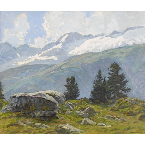HENRI �DOUARD HUGUENIN-VIRCHAUX : 'Auf der Riederfurka' (DOBIASCHOFSKY AUKTIONEN AG)