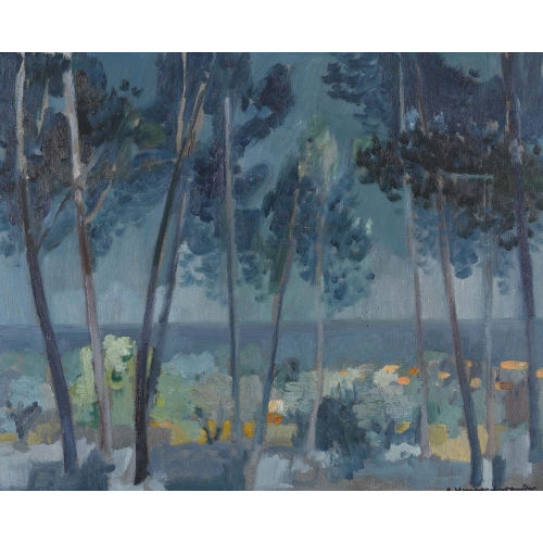 ALBERT NEUENSCHWANDER : Waldrand mit Uferlandschaft (DOBIASCHOFSKY AUKTIONEN AG)