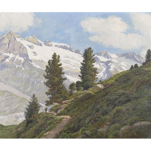 HENRI �DOUARD HUGUENIN-VIRCHAUX : 'Motif de la for�t d′Aletsch' (DOBIASCHOFSKY AUKTIONEN AG)