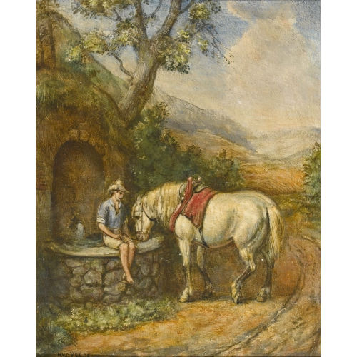 HENRI VAN DE VELDE : Junge mit Pferd an der Tr�nke (DOBIASCHOFSKY AUKTIONEN AG)
