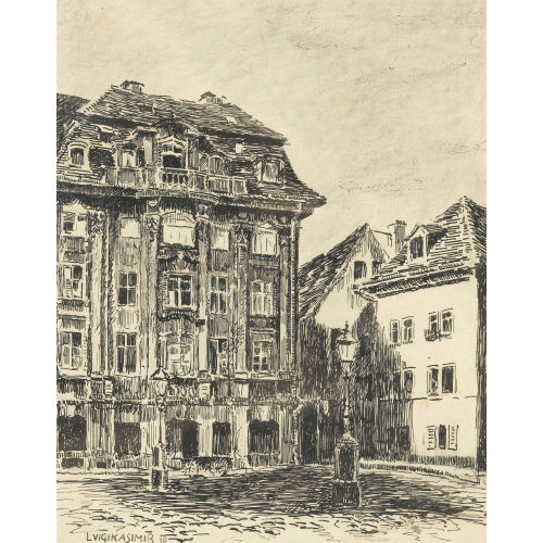 LUIGI KASIMIR : Stadtpartie mit alter Fassade (DOBIASCHOFSKY AUKTIONEN AG)