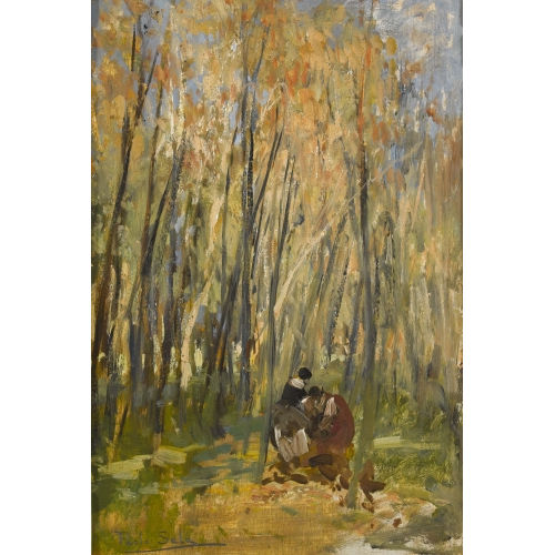 PAOLO SALA : Galante Szene im herbstlichen Wald (DOBIASCHOFSKY AUKTIONEN AG)