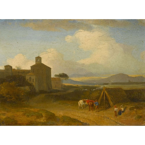 RODOLPHE L�ON BERTHOUD : Italienische Landschaft mit Kloster (DOBIASCHOFSKY AUKTIONEN AG)