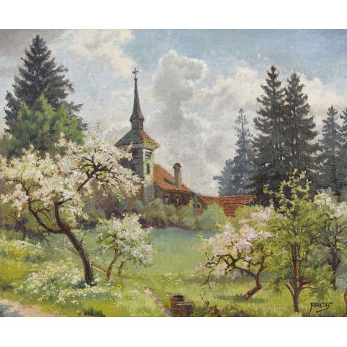 ALFRED JEAN FORETAY : 'Chapelle protestante au Grand-Lancy' (DOBIASCHOFSKY AUKTIONEN AG)
