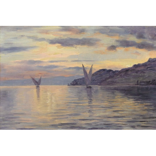 FRITZ-�DOUARD HUGUENIN-LASSAUGUETTE : Genfersee im Abendlicht (DOBIASCHOFSKY AUKTIONEN AG)