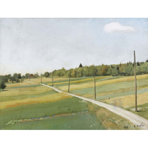 FERDINAND HODLER : Feldweg mit Telegrafenmasten (DOBIASCHOFSKY AUKTIONEN AG)