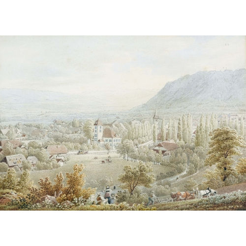 GABRIEL (GEN. LORY FILS) LORY : Ansicht von Belp mit Schloss und Kirche (DOBIASCHOFSKY AUKTIONEN AG)
