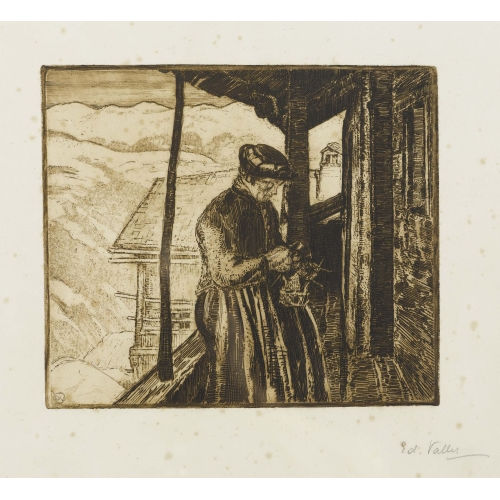 �DOUARD VALLET : 'Femme tricotant' (DOBIASCHOFSKY AUKTIONEN AG)