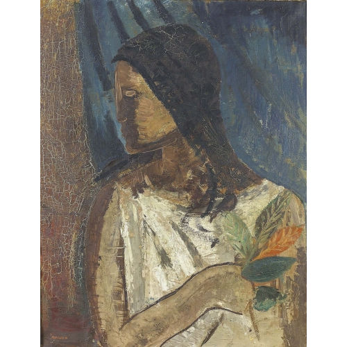 MARGHERITA OSSWALD-TOPPI : Frau mit Zweig (DOBIASCHOFSKY AUKTIONEN AG)