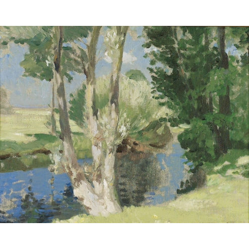 ROBERT WEISE : Sonniges Bachufer mit Weiden (DOBIASCHOFSKY AUKTIONEN AG)
