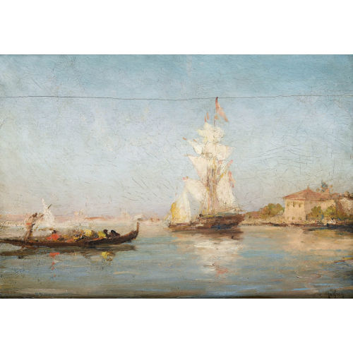 HENRY (AUCH MALFORY-SAVIGNY) MALFROY : S�dliche K�stenpartie mit Segelschiff (DOBIASCHOFSKY AUKTIONEN AG)