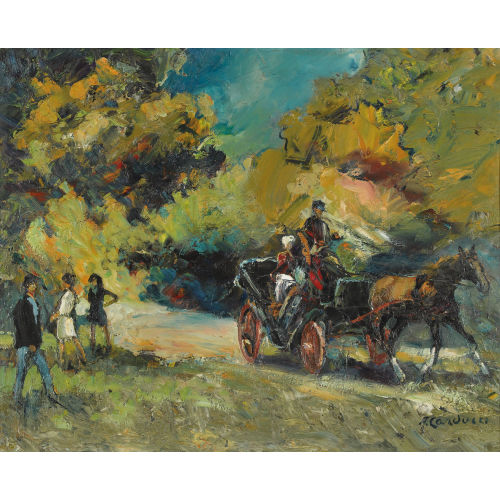 ADOLFO CARDUCCI : Kutsche in einem Park (DOBIASCHOFSKY AUKTIONEN AG)