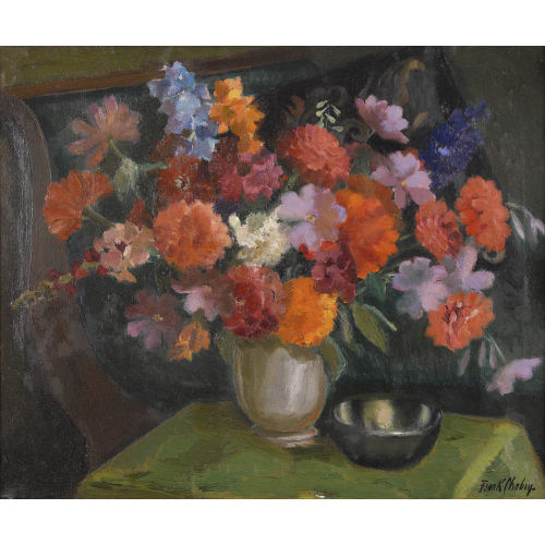 FRANK CHABRY : Interieur mit Blumenbouquet (DOBIASCHOFSKY AUKTIONEN AG)