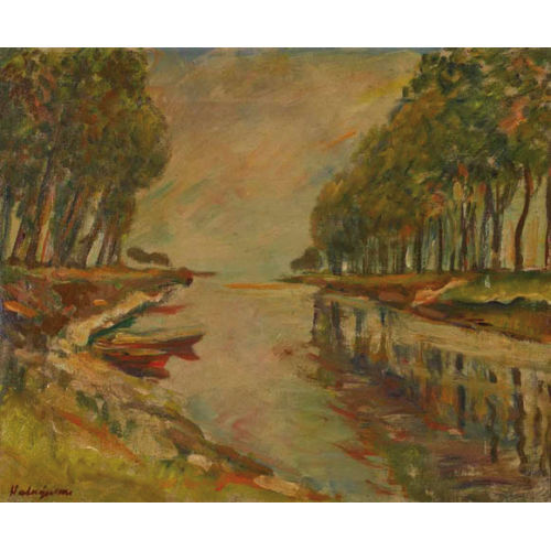 GABRIEL �DOUARD HABERJAHN : 'La Thielle � Yverdon' (DOBIASCHOFSKY AUKTIONEN AG)