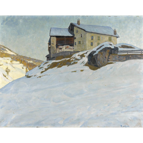 RAFFAELE DE GRADA : Verschneite Berglandschaft mit Bauernh�usern (DOBIASCHOFSKY AUKTIONEN AG)